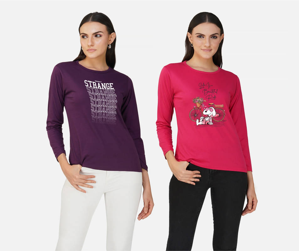 CHOZI Women Cotton Blend Printed Regular Fit Round Neck T-Shirt ( Multi Color ) CHOZI Women Cotton Blend Printed Regular Fit Round Neck T-Shirt ( Multi Color )