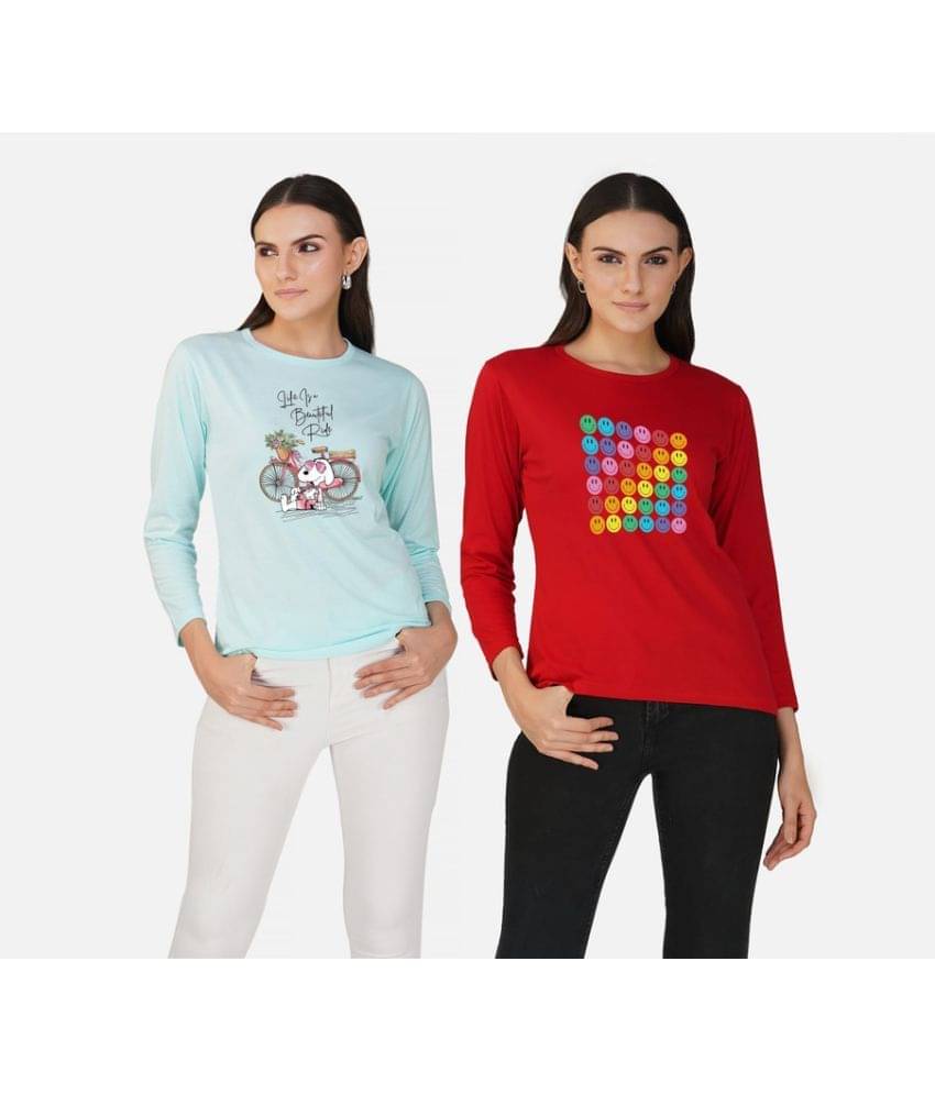 CHOZI Women Cotton Blend Printed Regular Fit Round Neck T-Shirt ( Multi Color ) CHOZI Women Cotton Blend Printed Regular Fit Round Neck T-Shirt ( Multi Color )