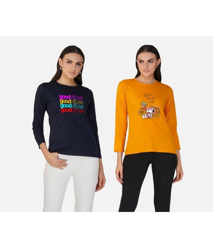     			CHOZI Women Cotton Blend Printed Regular Fit Round Neck T-Shirt ( Multi Color )