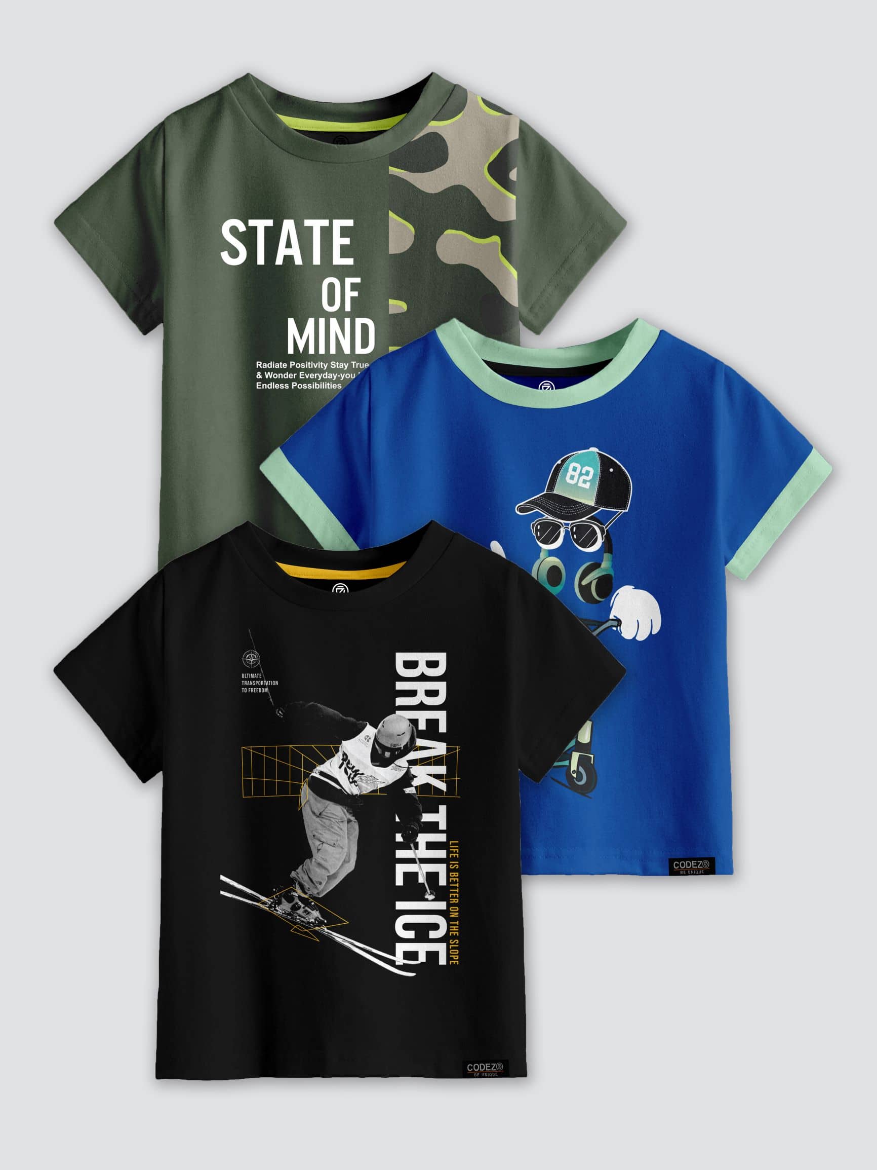 CODEZ Pack of 9 Boys Cotton Blend T-Shirt ( Multi Color )