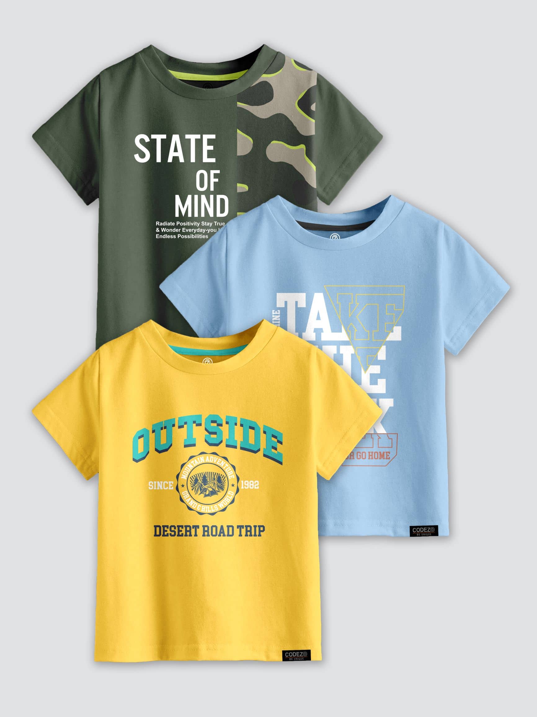 CODEZ Pack of 2 Boys Cotton Blend T-Shirt ( Multi Color )