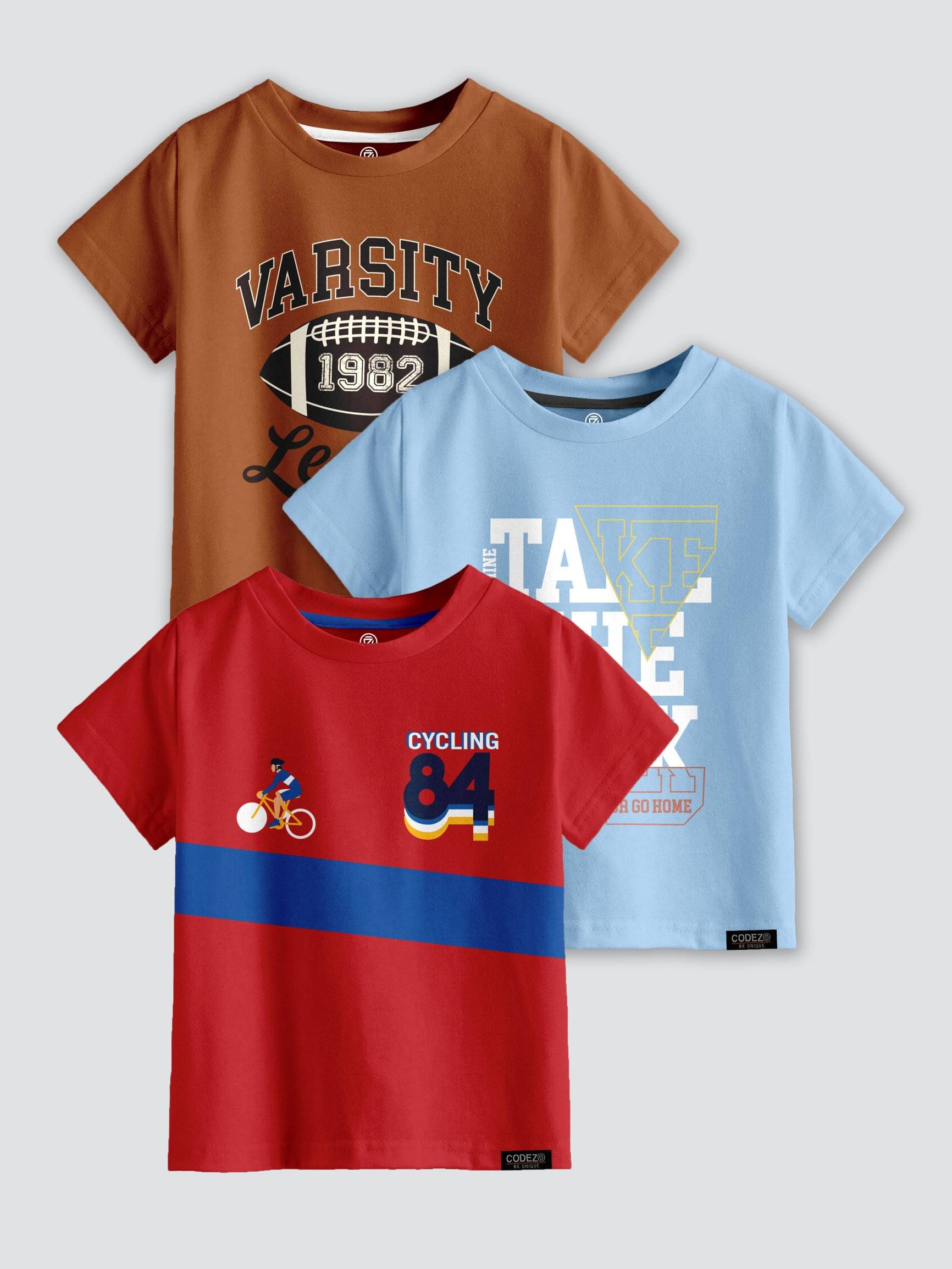    			CODEZ Pack of 3 Boys Cotton Blend T-Shirt ( Multi Color )