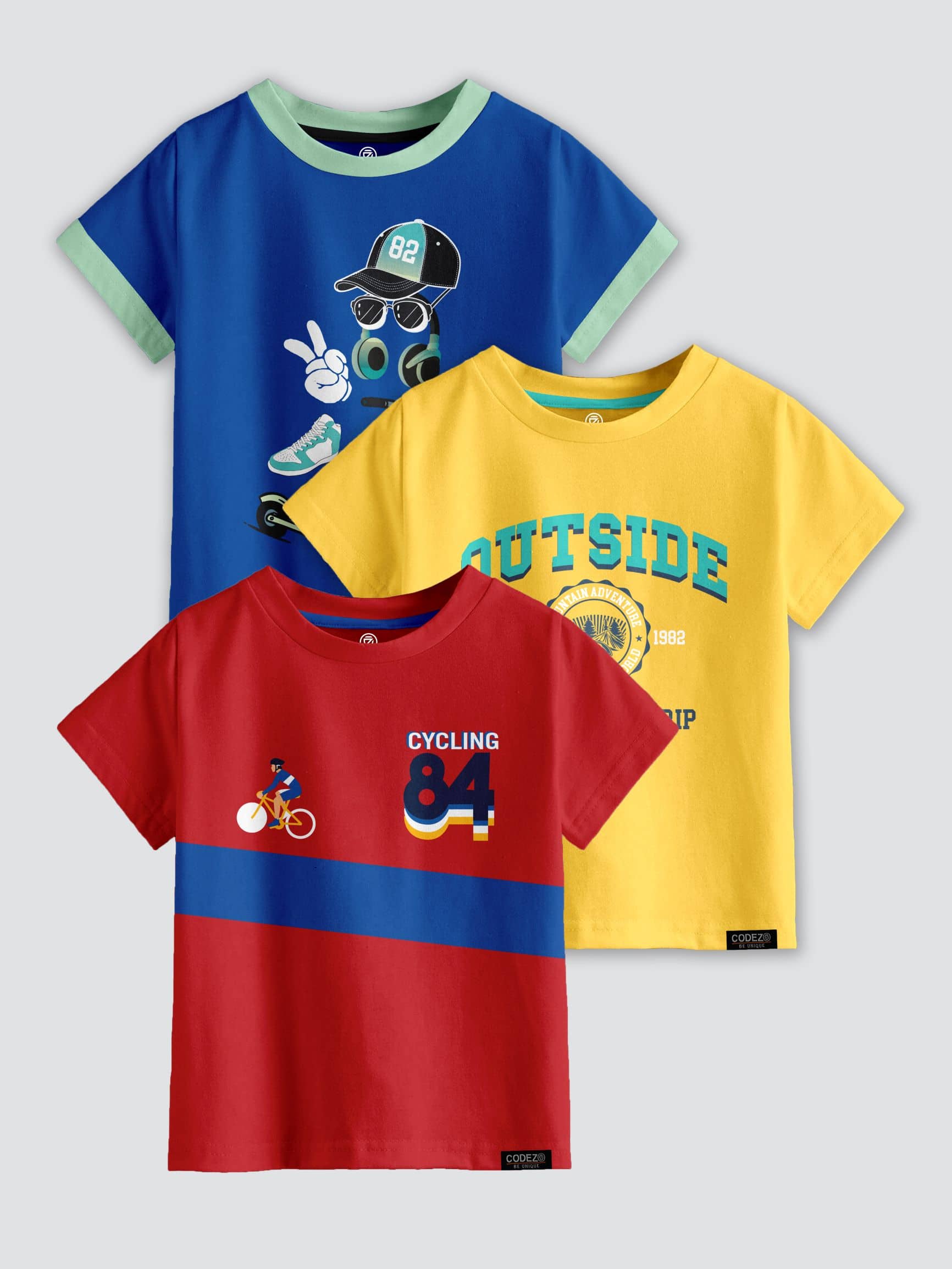 CODEZ Pack of 1 Boys Cotton Blend T-Shirt ( Multi Color )