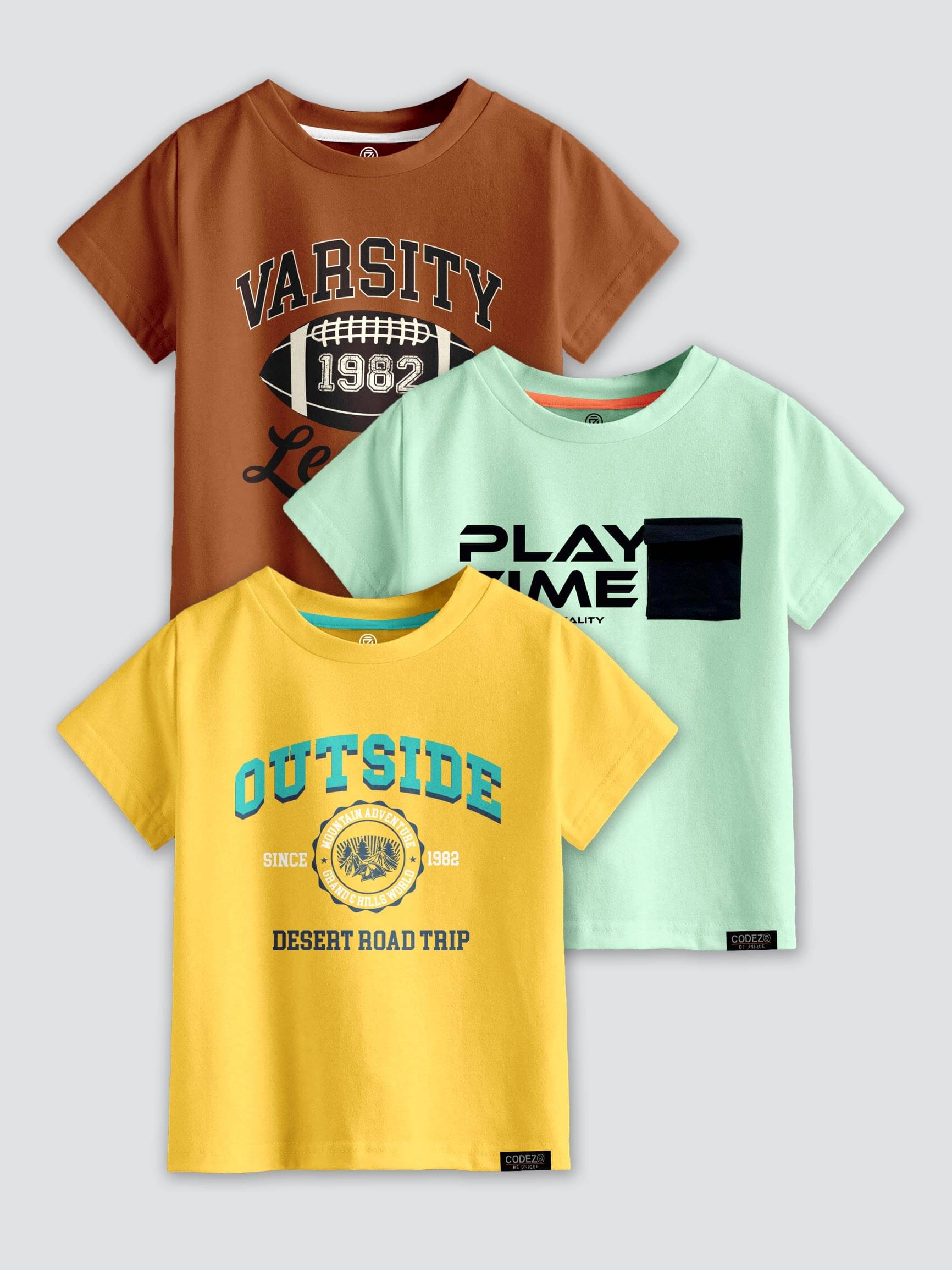     			CODEZ Pack of 3 Boys Cotton Blend T-Shirt ( Multi Color )