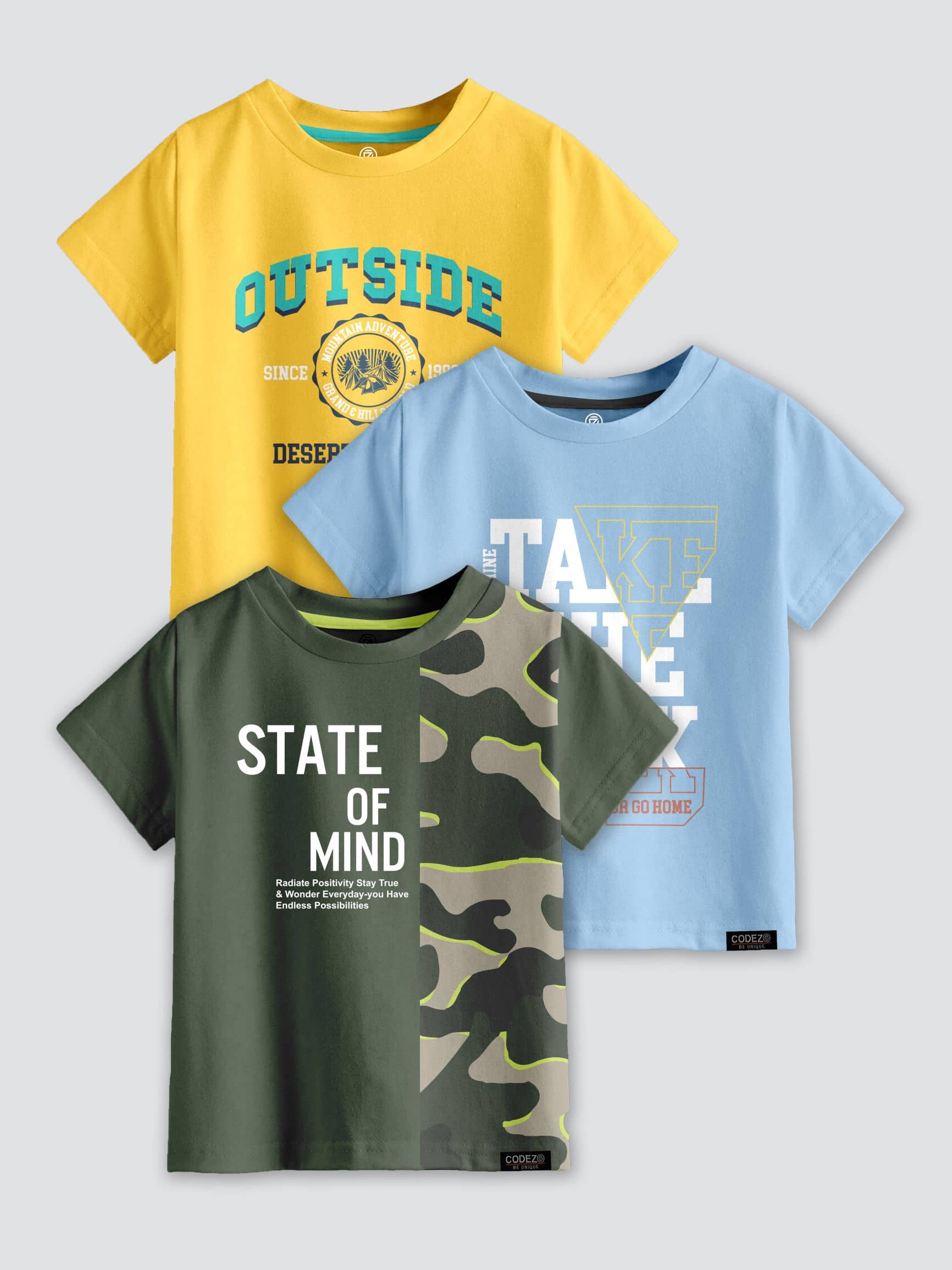CODEZ Pack of 4 Boys Cotton Blend T-Shirt ( Multi Color )