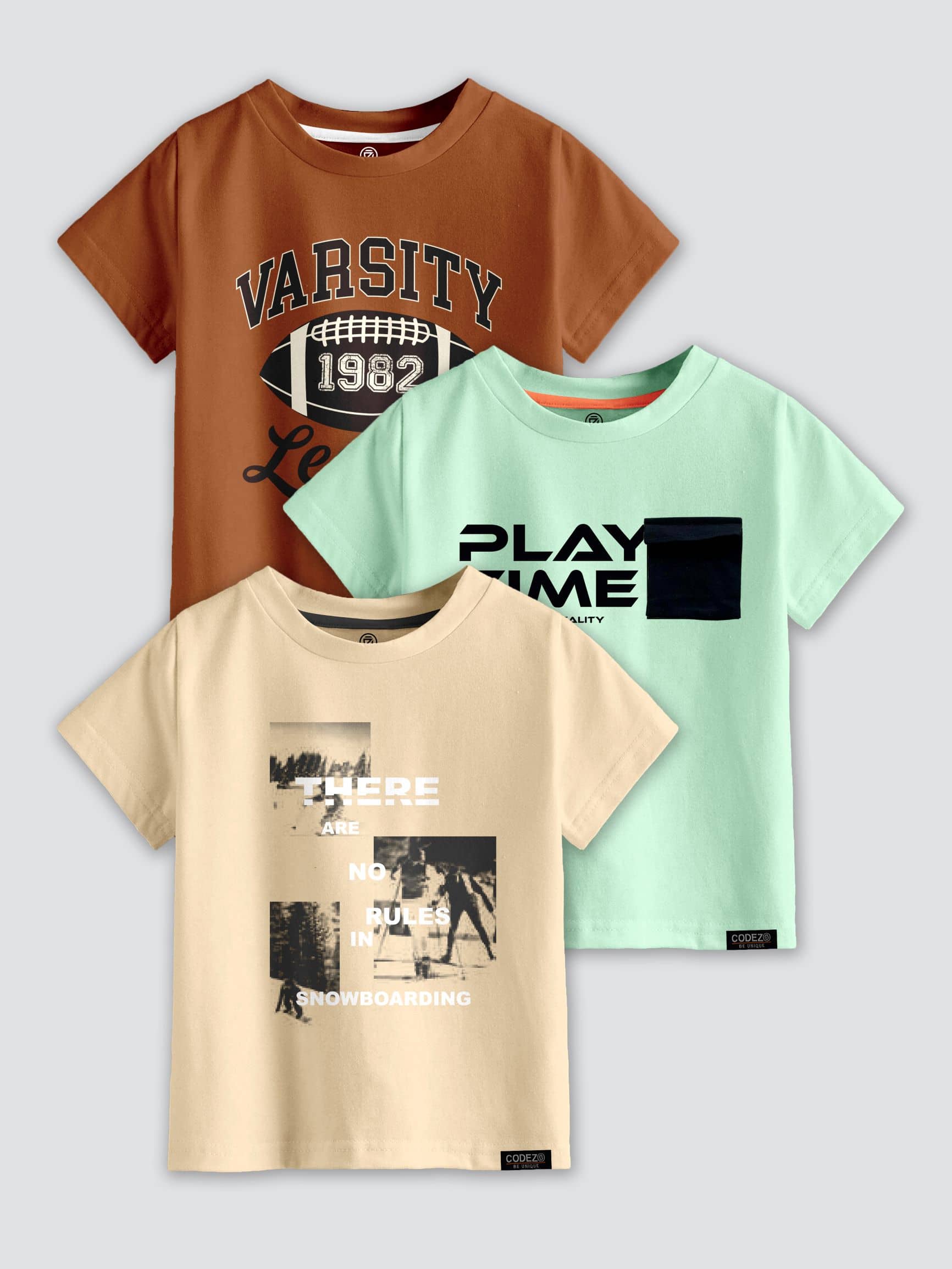 CODEZ Pack of 1 Boys Cotton Blend T-Shirt ( Multi Color )
