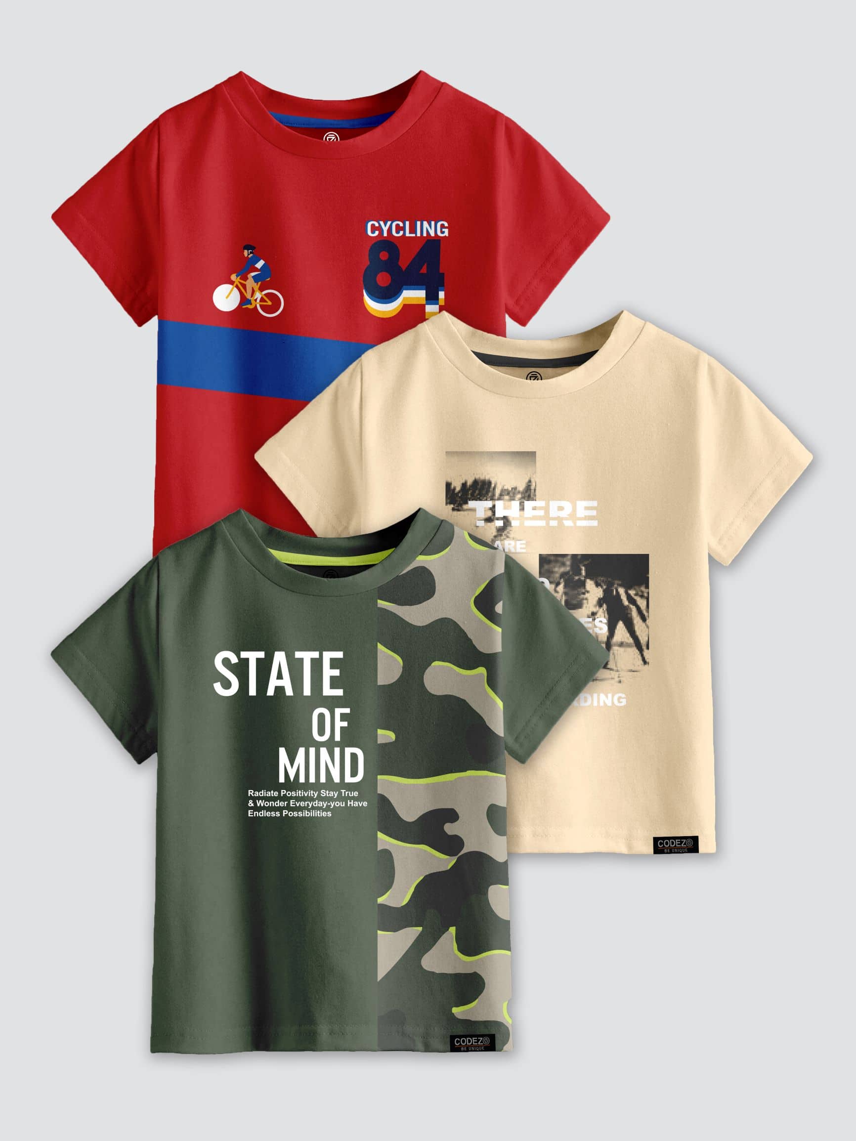 CODEZ Pack of 1 Boys Cotton Blend T-Shirt ( Multi Color )