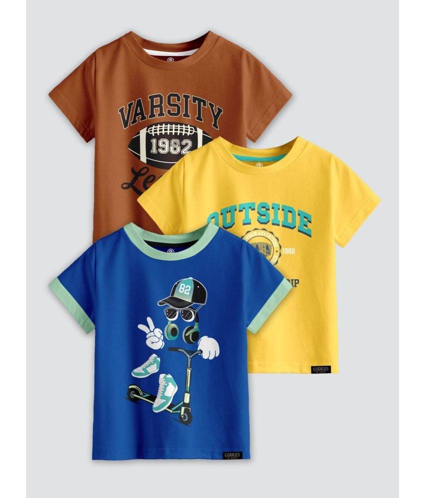     			CODEZ Pack of 3 Boys Cotton Blend T-Shirt ( Multi Color )