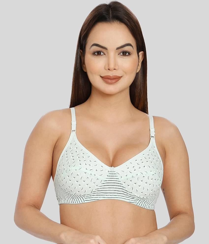 ILRASO Cotton Non Padded Women's T-Shirt Bra ( Green )