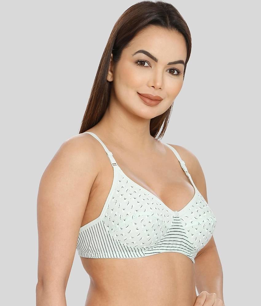 ILRASO Cotton Non Padded Women's T-Shirt Bra ( Green )