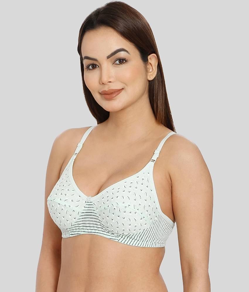 ILRASO Cotton Non Padded Women's T-Shirt Bra ( Green )
