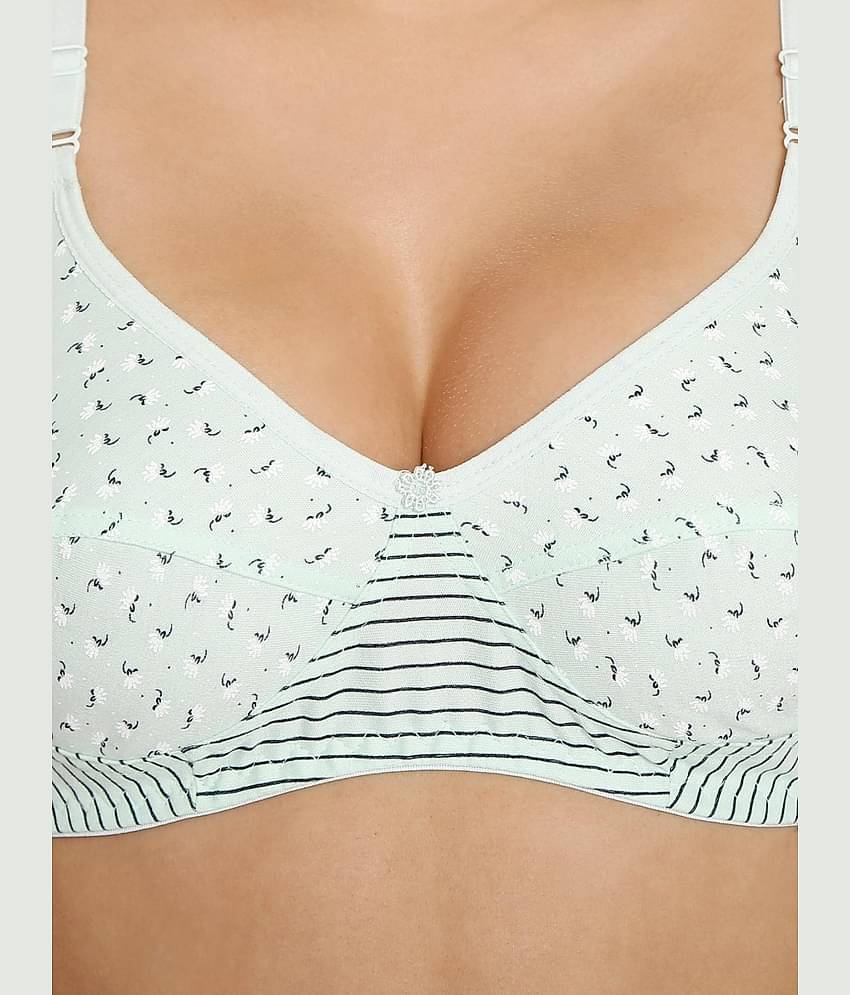ILRASO Cotton Non Padded Women's T-Shirt Bra ( Green )