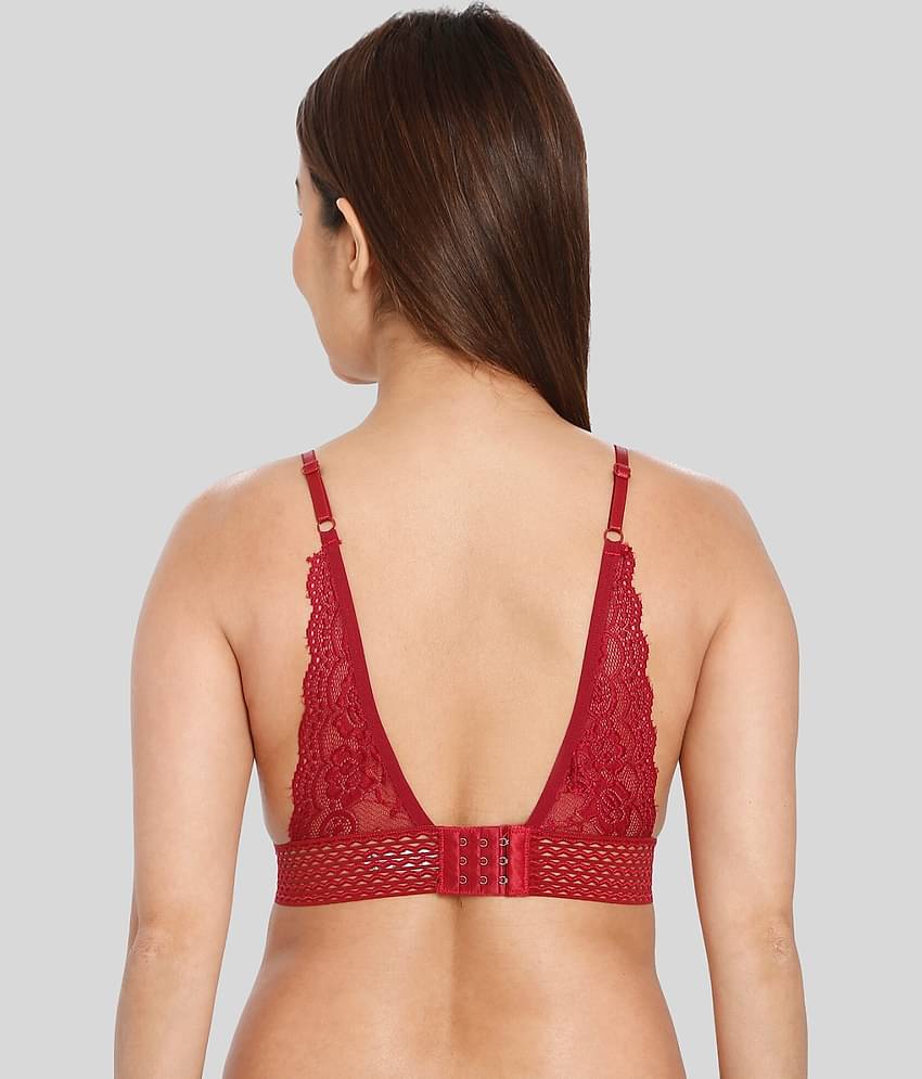 ILRASO Lace Removable Padding Women's Bralette Bra ( Maroon )