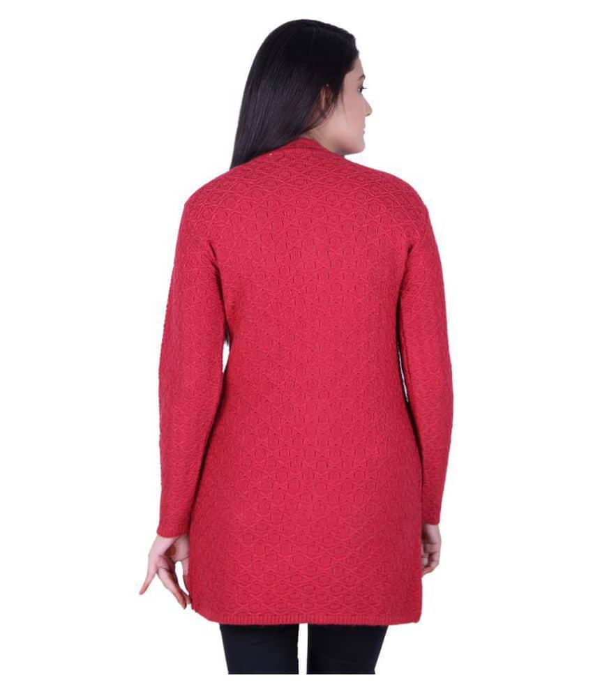 Ogarti Acrylic Round Neck Women's Cardigans Dress - Red ( Single )