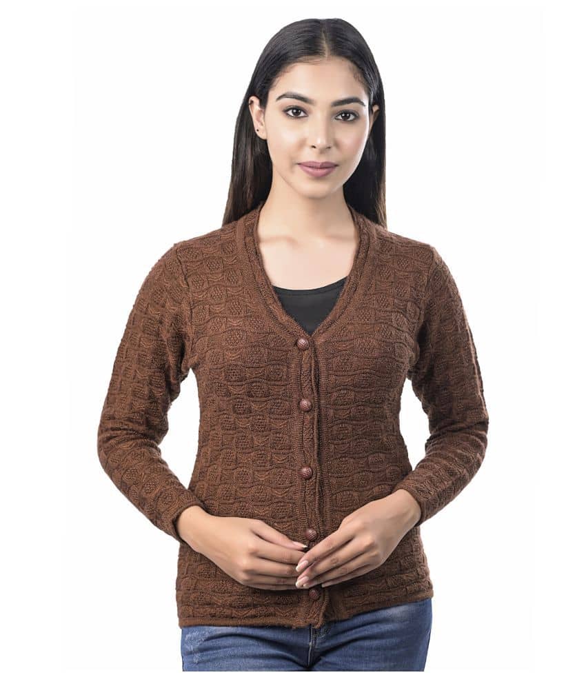 Ogarti Acrylic Round Neck Women's Cardigans Dress - Black ( Single )