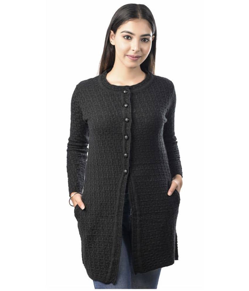 Ogarti Acrylic Round Neck Women's Cardigans Dress - Navy ( Single )