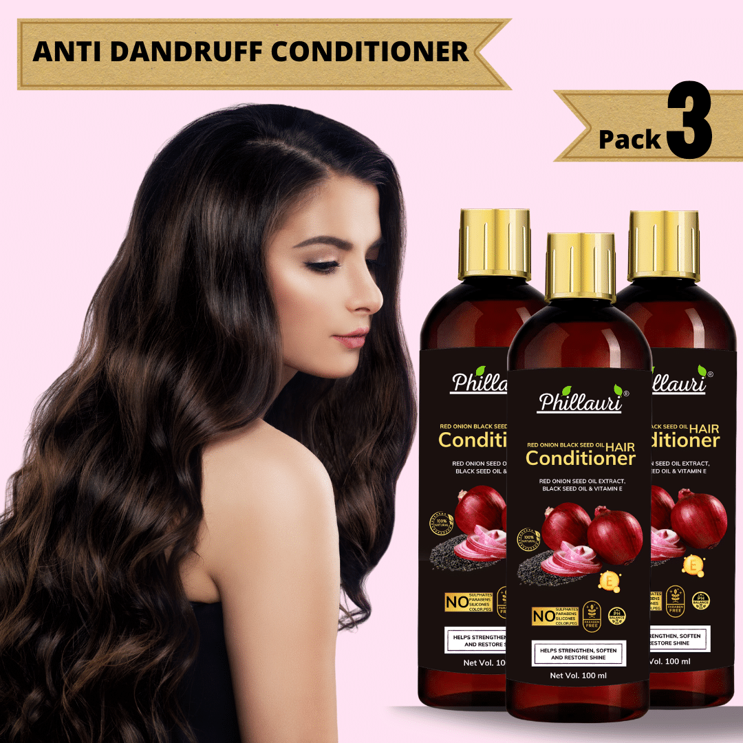 Phillauri Red Onion Conditioner for Shiny, Smooth & Healthy Hair Deep Conditioner 300 mL Pack of 3 Phillauri Red Onion Conditioner for Shiny, Smooth & Healthy Hair Deep Conditioner 300 mL Pack of 3