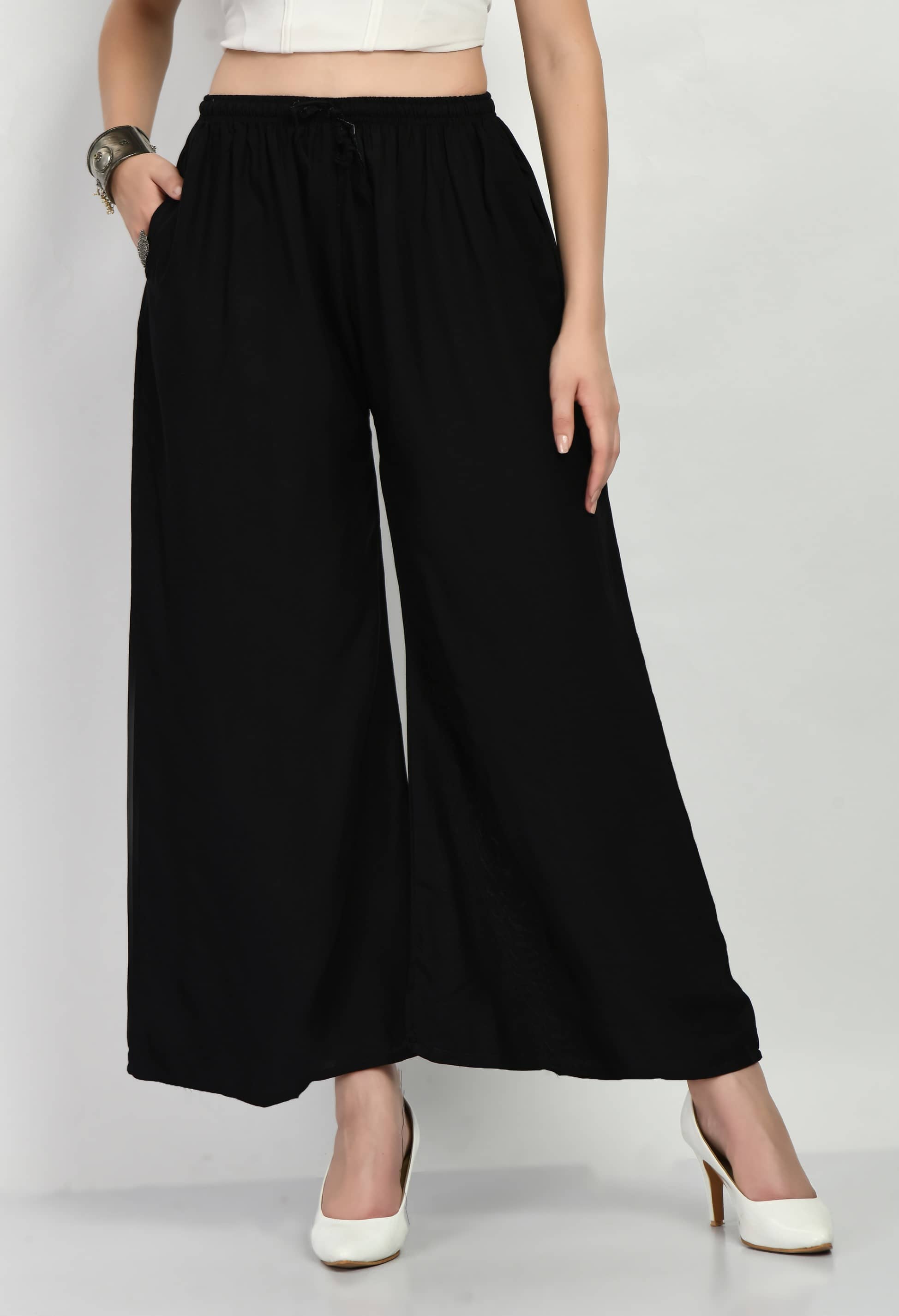 maurya enterprises - Black Rayon Flared Women's Palazzos ( Pack of 1 )