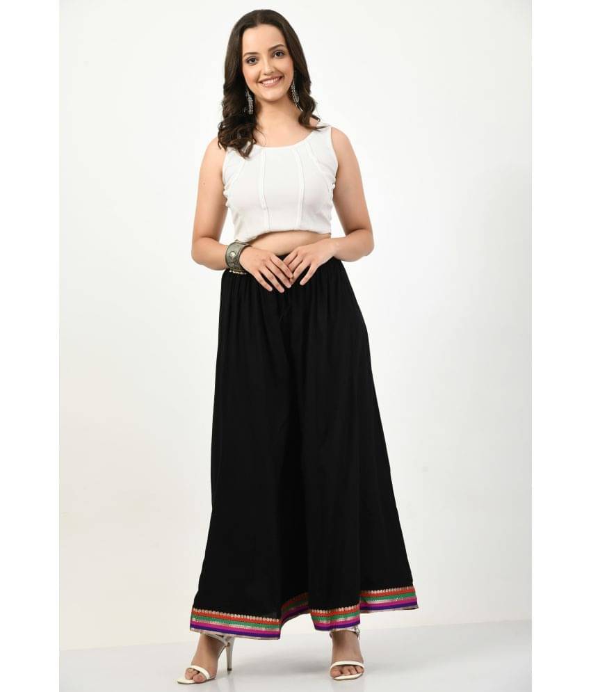 maurya enterprises - Black Rayon Flared Women's Palazzos ( Pack of 1 ) maurya enterprises - Black Rayon Flared Women's Palazzos ( Pack of 1 )