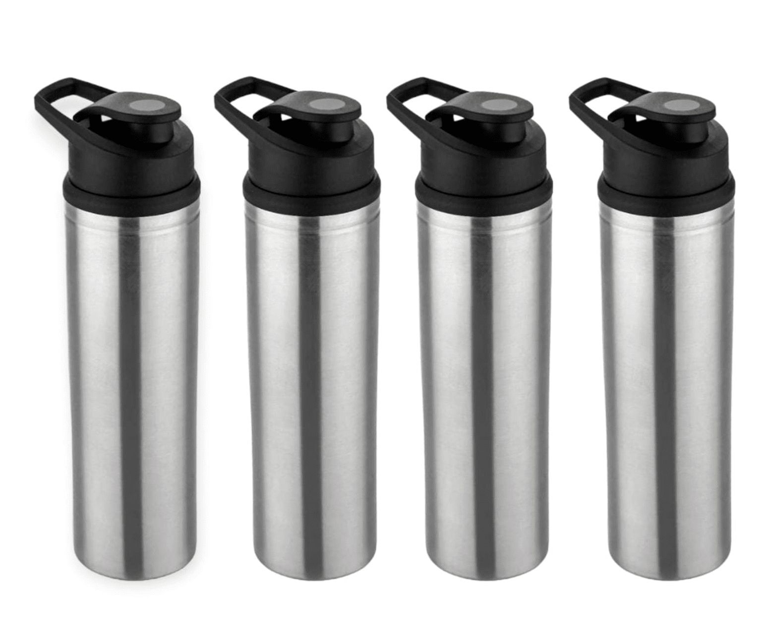 ATROCK Fridge Water Bottle Steel Bottle Sipper Bottle Silver Water Bottle 900 mL ( Set of 4 )