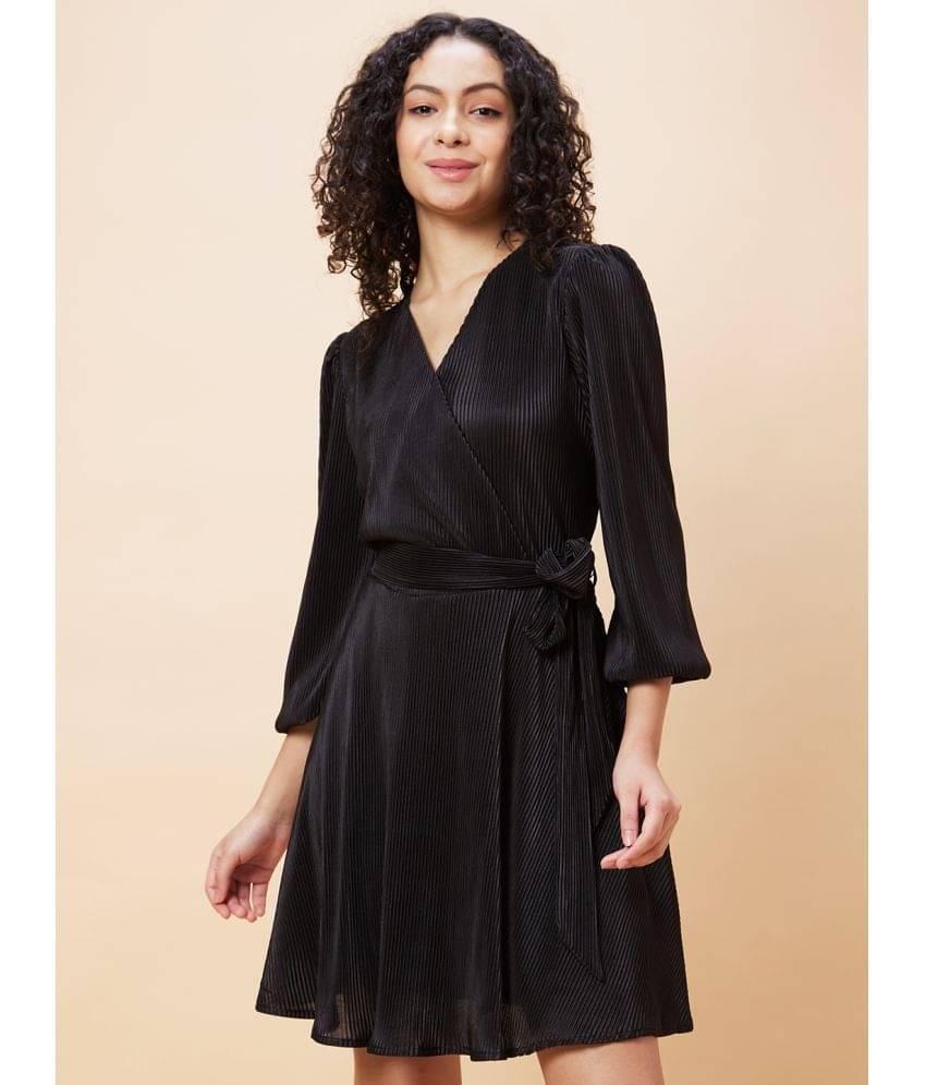     			Globus - Black Polyester Women's Wrap Dress ( Pack of 1 )