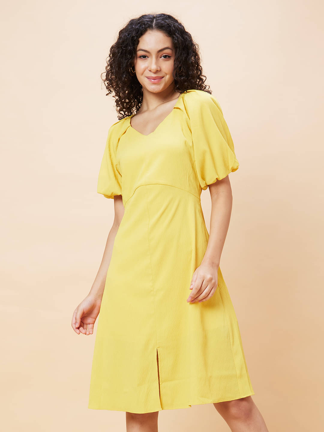     			Globus - Yellow Polyester Women's A-line Dress ( Pack of 1 )