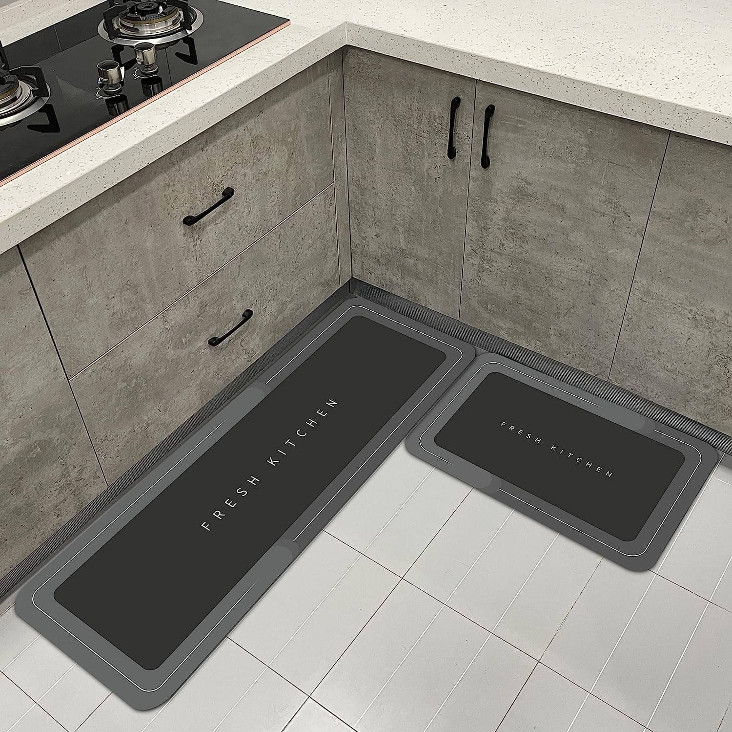     			Aazeem Gray Runner Set of 2 Rubber Plain 2x4 Ft
