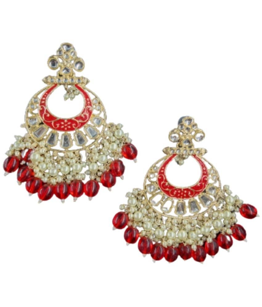 Jiyanshi fashion Red Danglers Earrings ( Pack of 1 ) - Earrings | Buy online on ZillyBuy