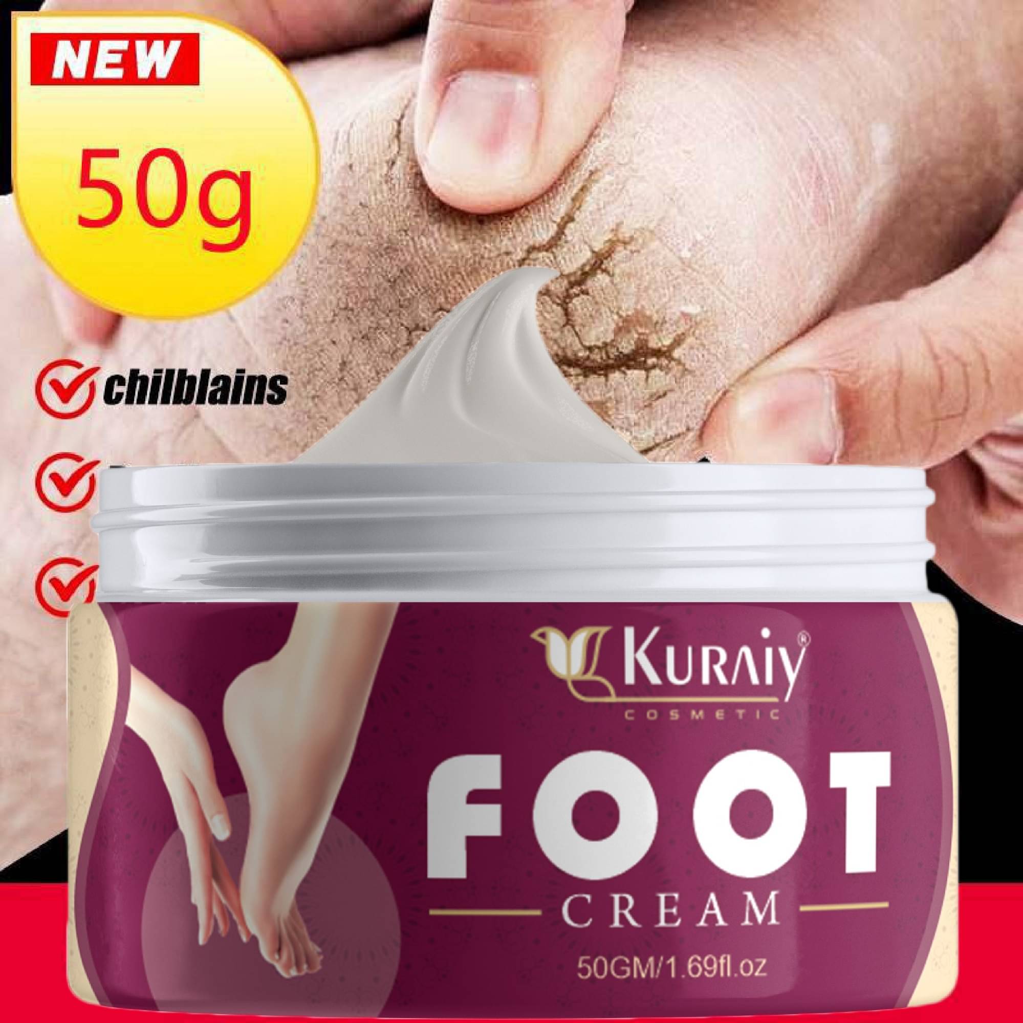     			KURAIY Foot Crack Cream For Dry Cracked Heels & Feet Foot Cream (50gm)