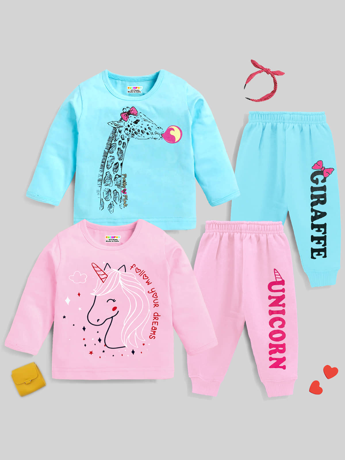 Kuchipoo Pack of 2 Girls Cotton Blend Nightsuit Set ( Multicolor ) - Nightwear & Loungewear | Buy online on ZillyBuy