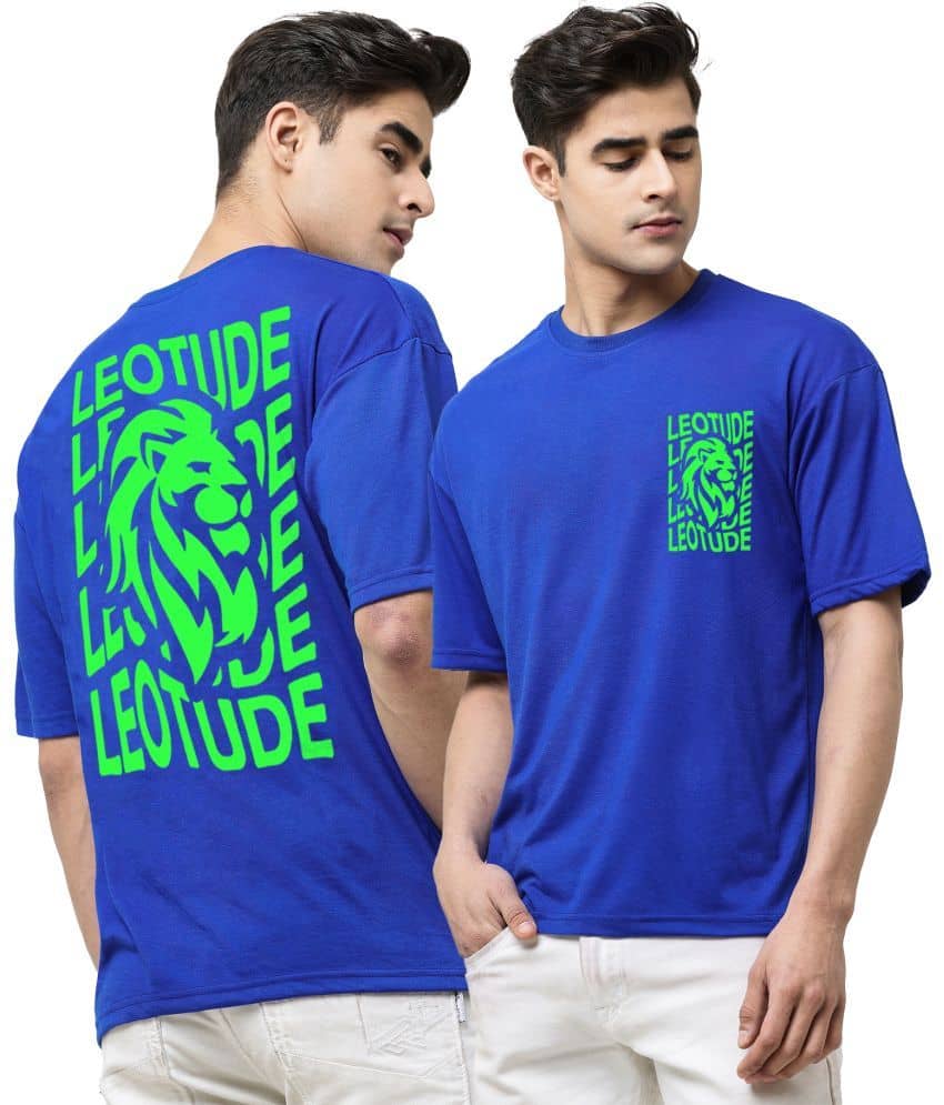 Leotude Pack of 1 Cotton Blend Oversized Fit Men's T-Shirt ( Blue )
