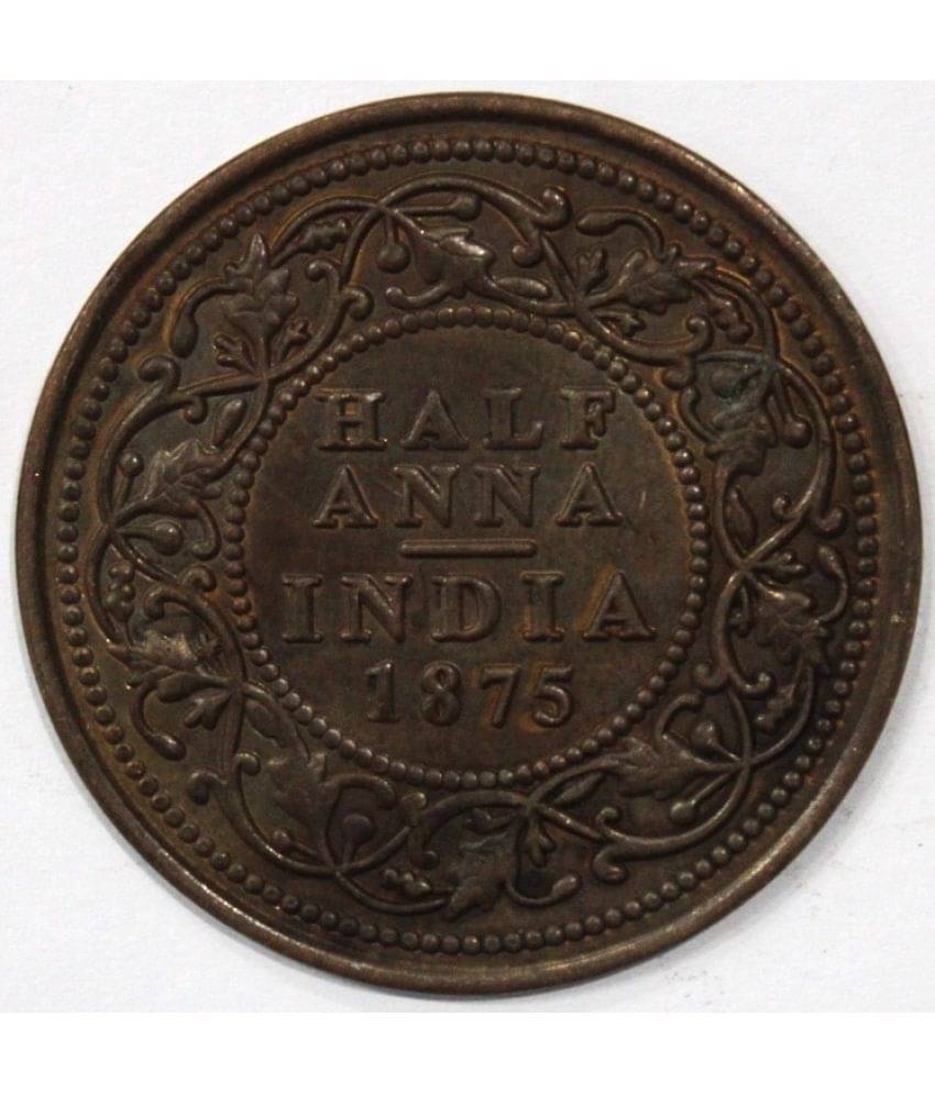     			Luxury - Big Verity - British India Rare Half Anna 1875 Victoria Queen Copper Fancy old Coin Numismatic Coins