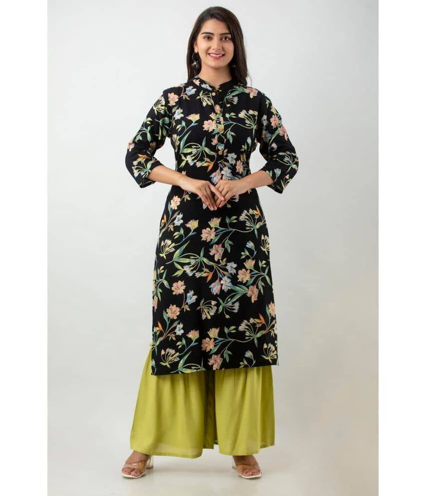 MAUKA - Black Straight Rayon Women's Stitched Salwar Suit ( Pack of 1 )