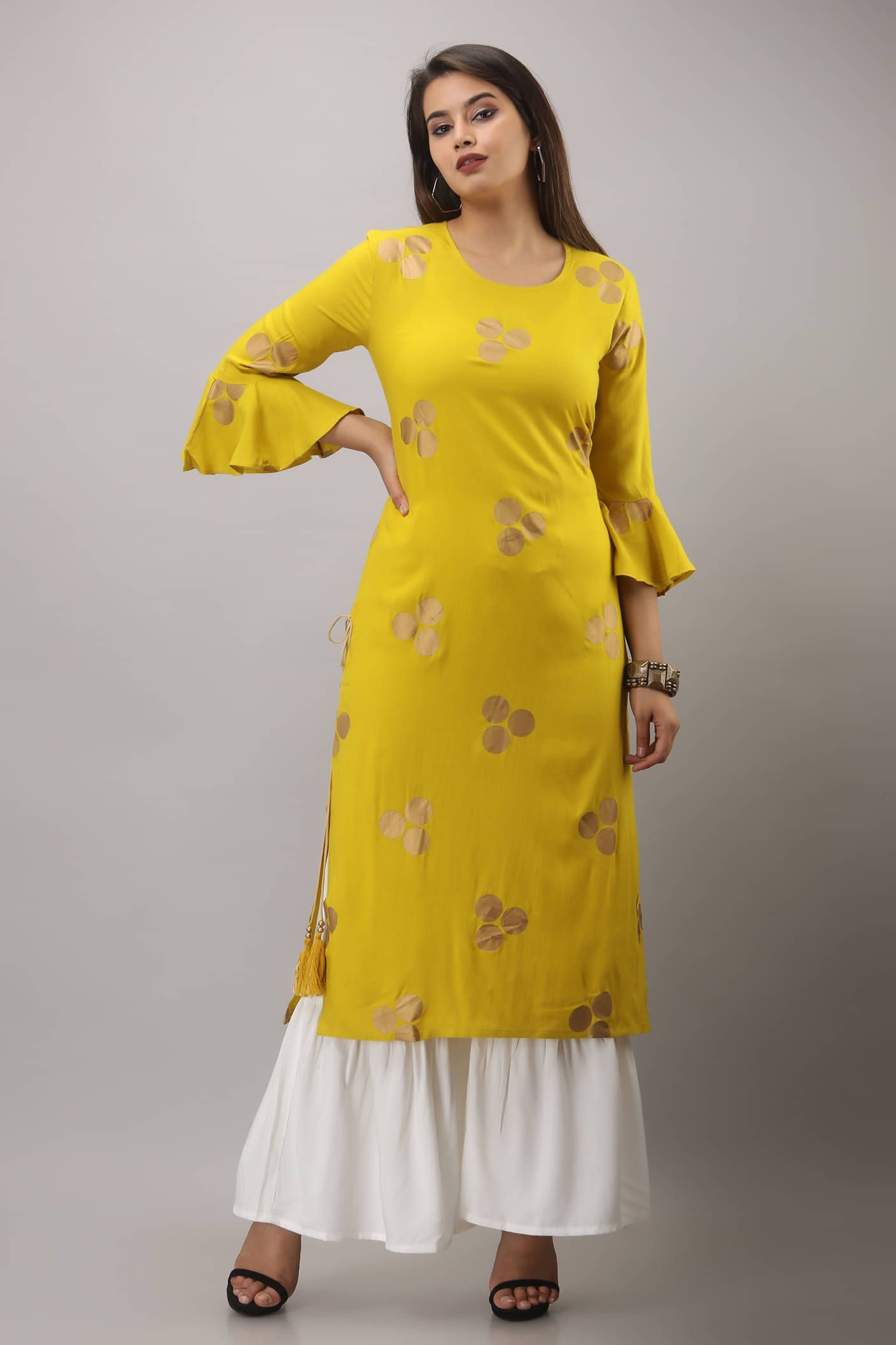 MAUKA - Yellow Straight Rayon Women's Stitched Salwar Suit ( Pack of 1 )     			MAUKA - Yellow Straight Rayon Women's Stitched Salwar Suit ( Pack of 1 )