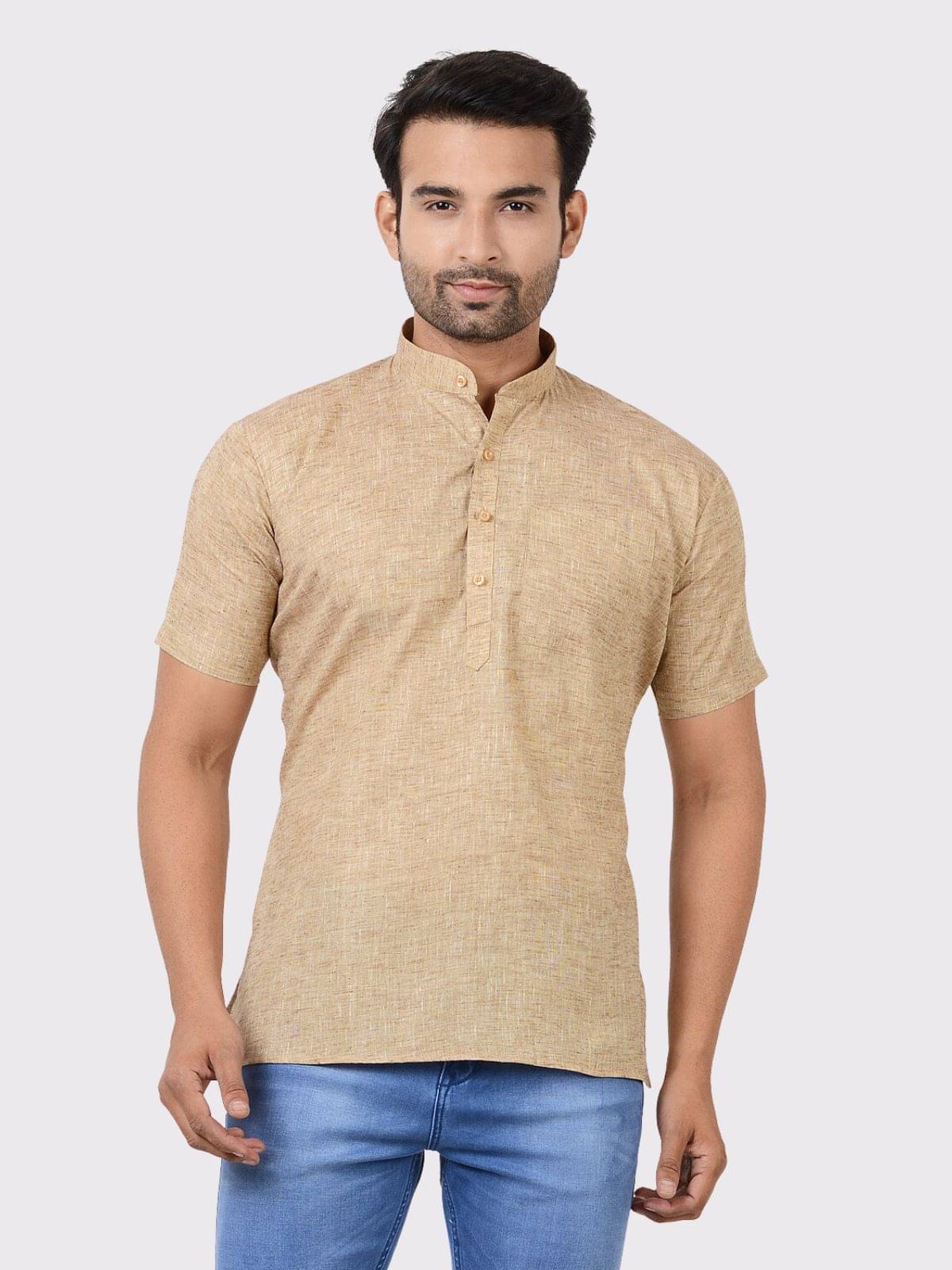     			Maharaja - Khaki Linen Men's Regular Kurta ( Pack of 1 )