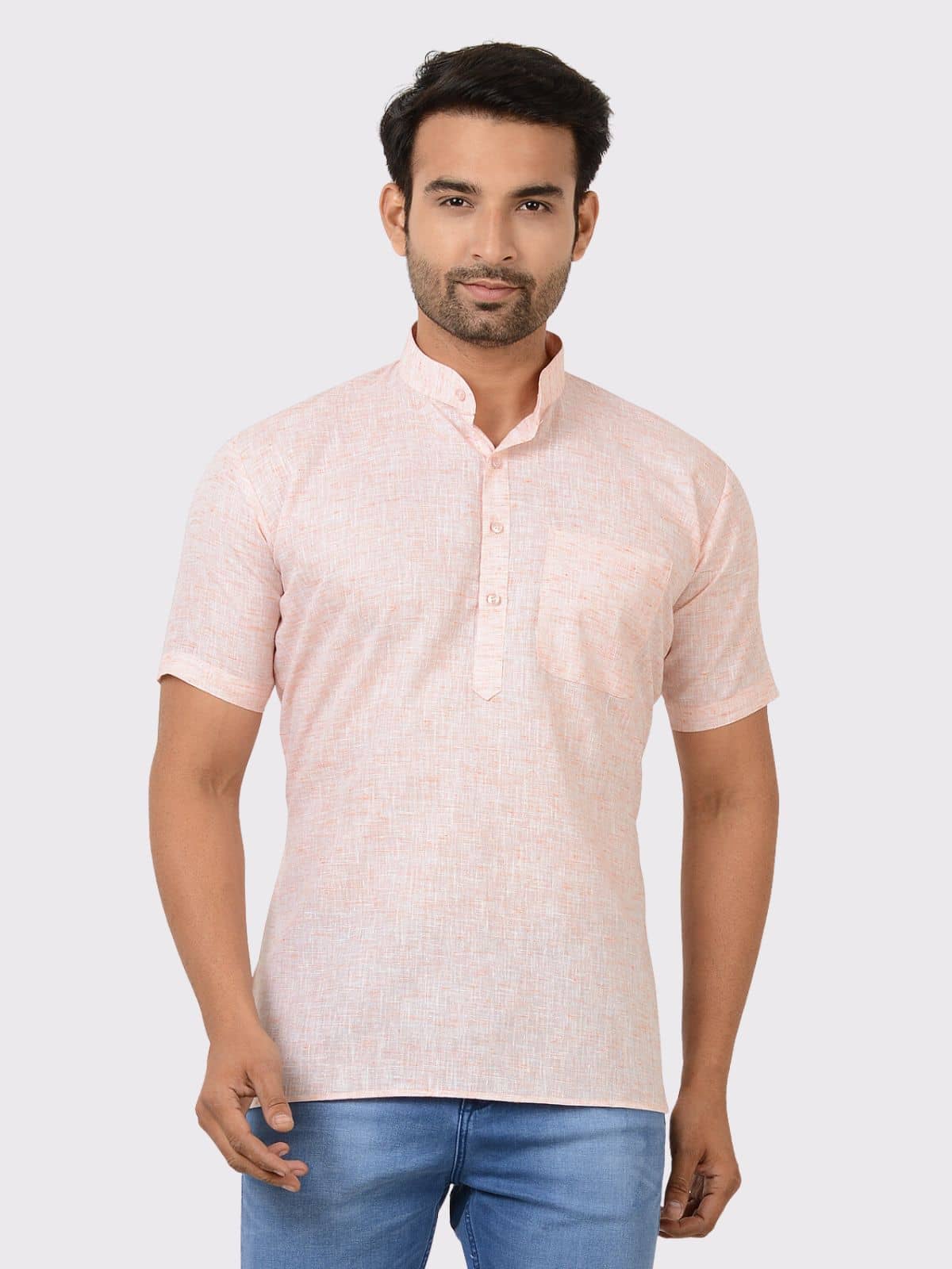 Maharaja - Orange Linen Men's Regular Kurta ( Pack of 1 ) - Kurtas & Kurta Sets | Buy online on ZillyBuy