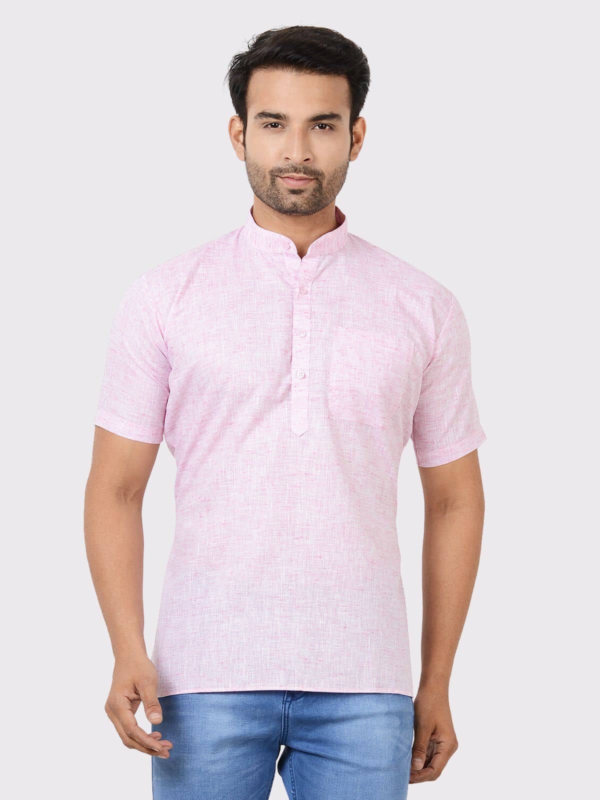 Maharaja - Pink Linen Men's Regular Kurta ( Pack of 1 ) - Kurtas & Kurta Sets | Buy online on ZillyBuy
