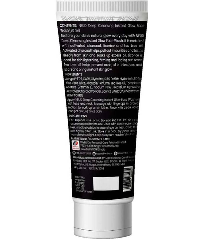 NEUD Deep Cleansing Instant Glow Face Wash for Men and Women, 70 ml (Pack of 1)