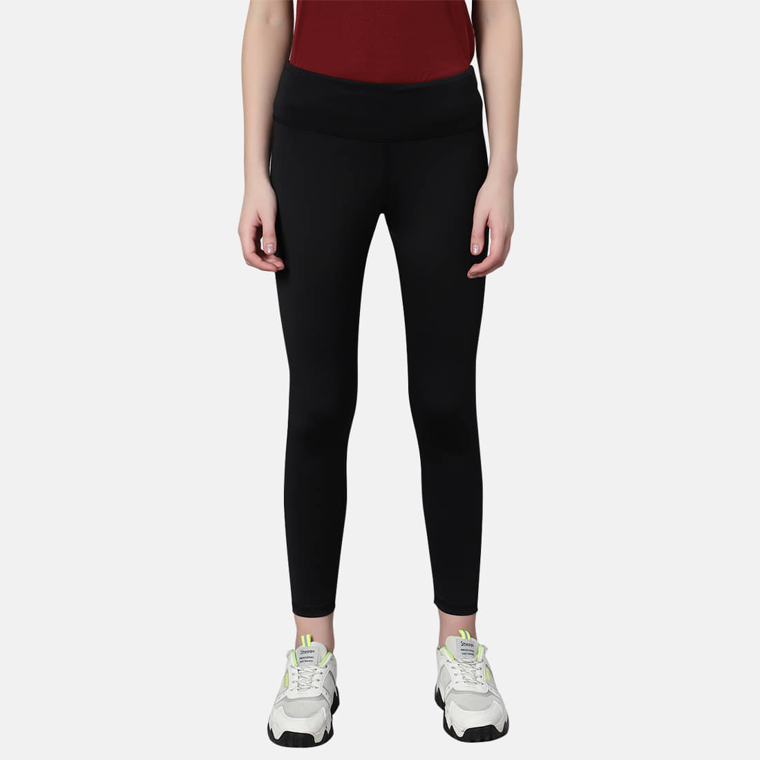     			Omtex Black Polyester Solid Tights - Single