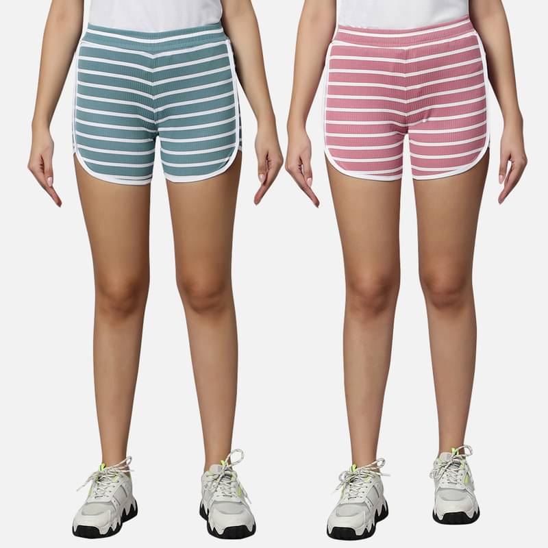Omtex Multi Polyester Solid Shorts - Pack of 2 Omtex Multi Polyester Solid Shorts - Pack of 2