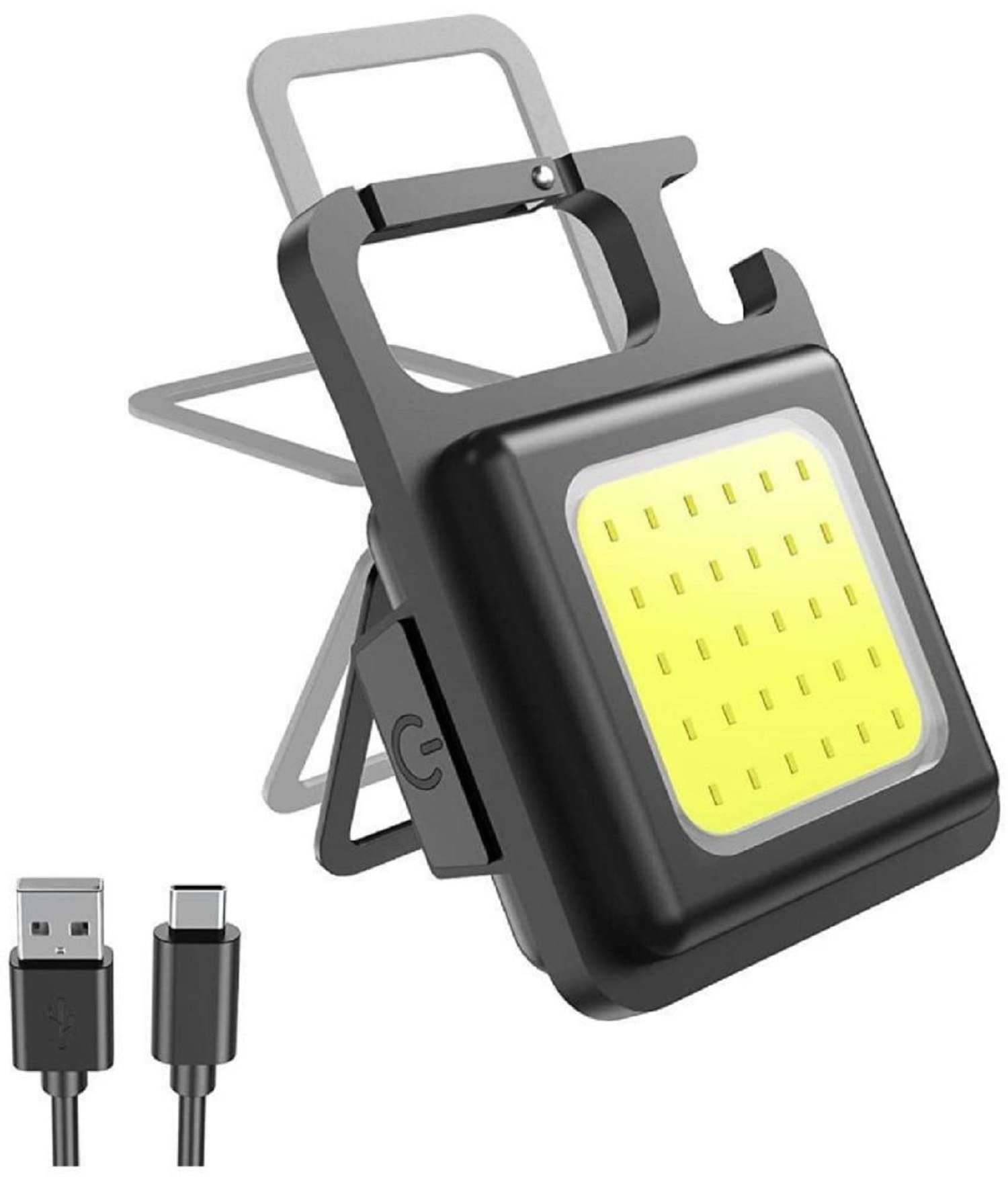     			RAMDEV ENTERPRISE Mini Keychain Light, Small Led Flashlight USB Rechargeable, 4 Modes, 800 Lumens, Portable Pocket Lights with Folding Bracket Bottle Opener and Magnet.