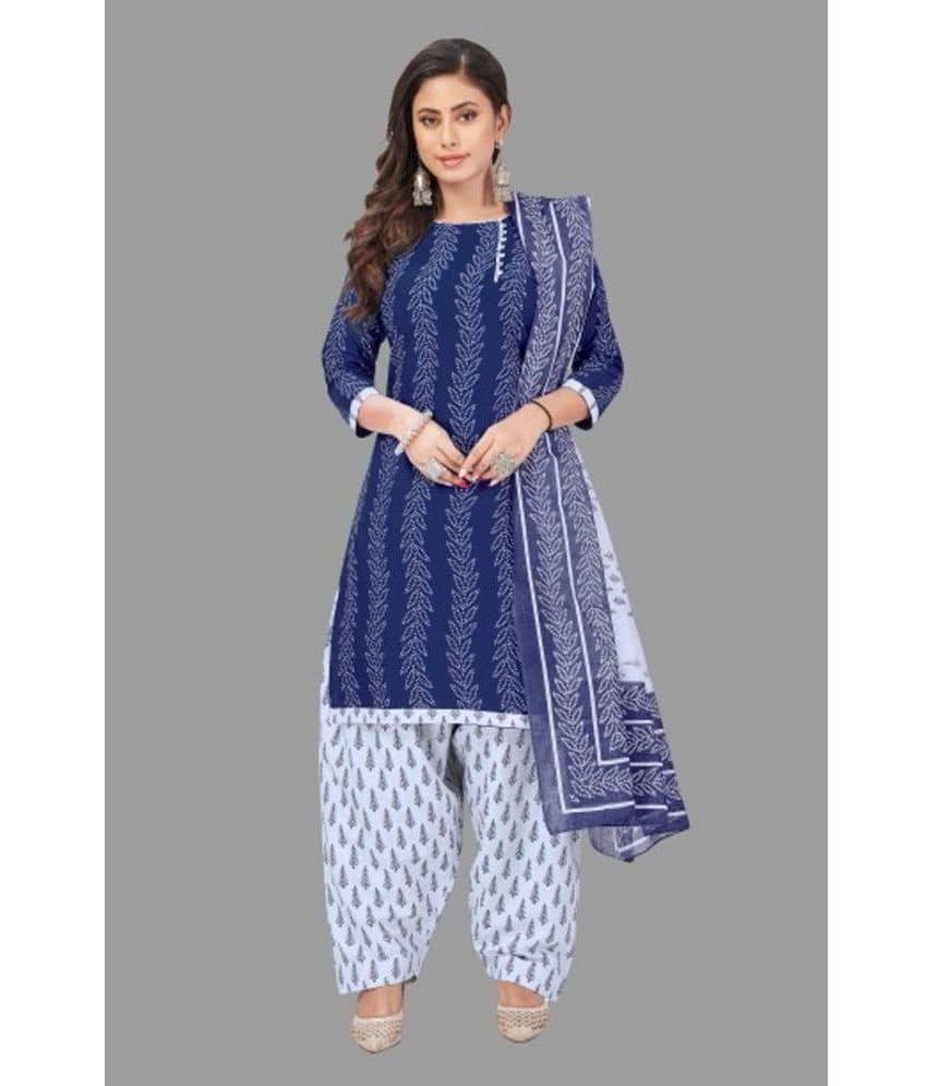 SIMMU - Unstitched Blue Crepe Dress Material ( Pack of 1 ) - Unstitched Fabrics | Buy online on ZillyBuy