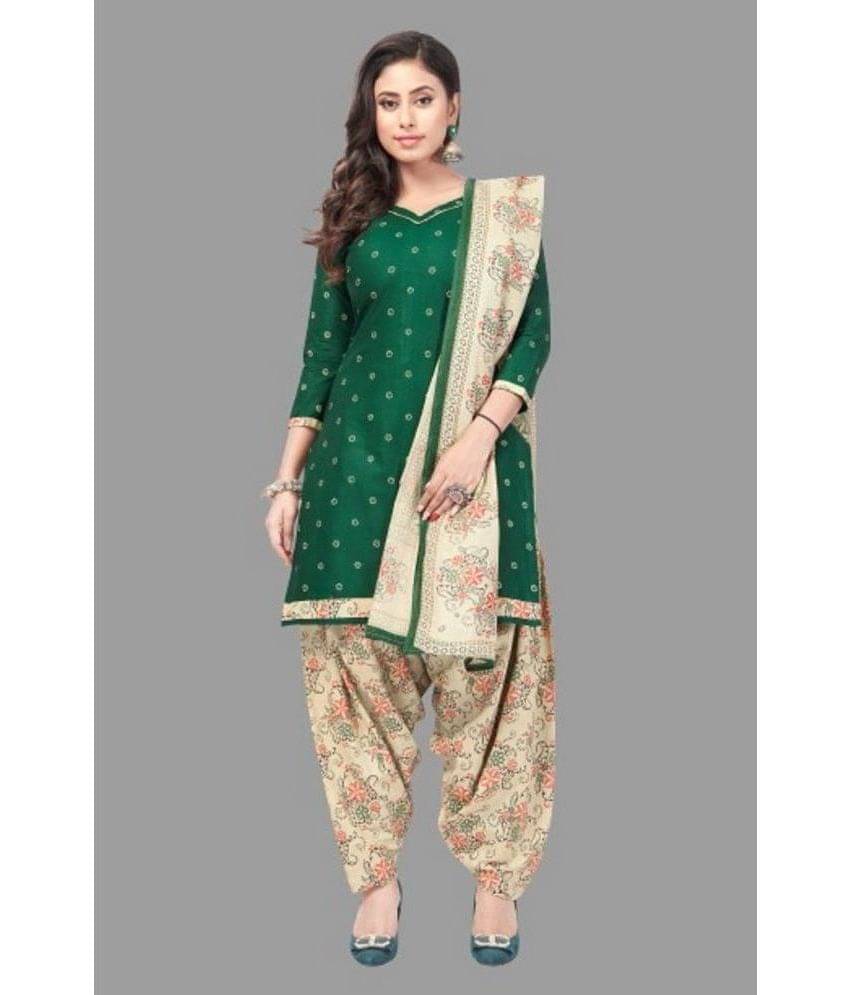     			SIMMU - Unstitched Green Crepe Dress Material ( Pack of 1 )