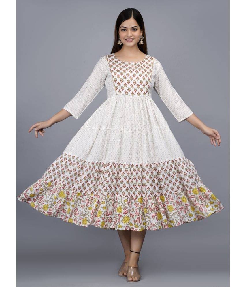Smien - White Rayon Women's Anarkali Kurti ( Pack of 1 ) Smien - White Rayon Women's Anarkali Kurti ( Pack of 1 )