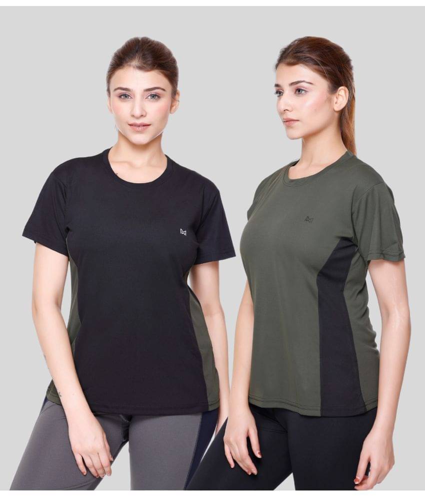 White Moon Black Polyester Lycra Tees - Pack of 2 White Moon Black Polyester Lycra Tees - Pack of 2