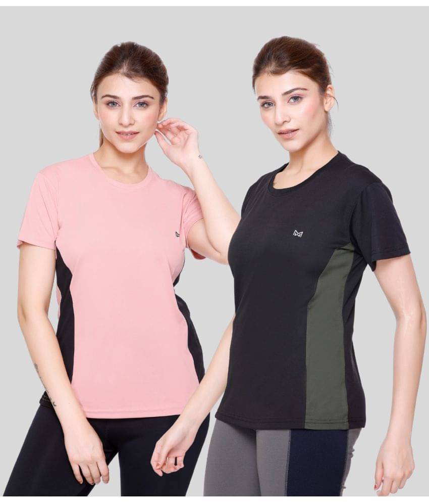 White Moon Peach Polyester Lycra Tees - Pack of 2 White Moon Peach Polyester Lycra Tees - Pack of 2
