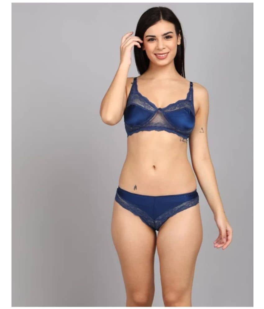 Aarnav fashion Cotton Women's Bra & Panty Set ( Blue ) S-3002 blue