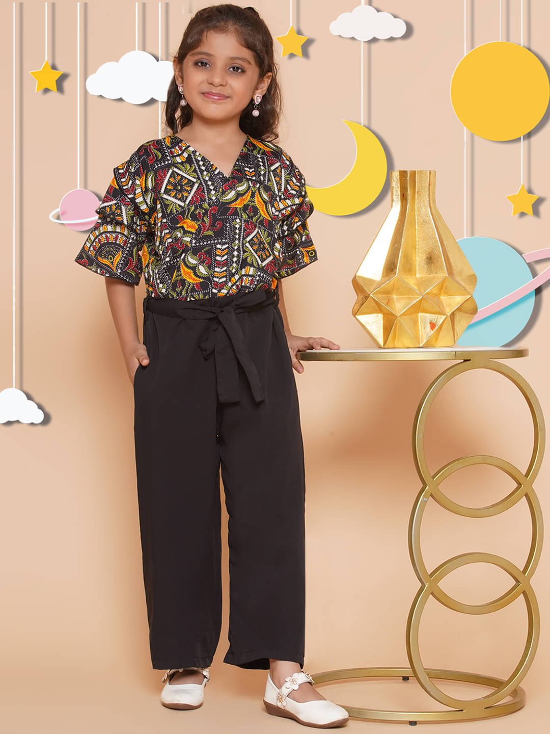 Arshia Fashions Girls Crepe Jumpsuit ( Pack of 1 , Multicolor ) Arshia Fashions Girls Crepe Jumpsuit ( Pack of 1 , Multicolor )