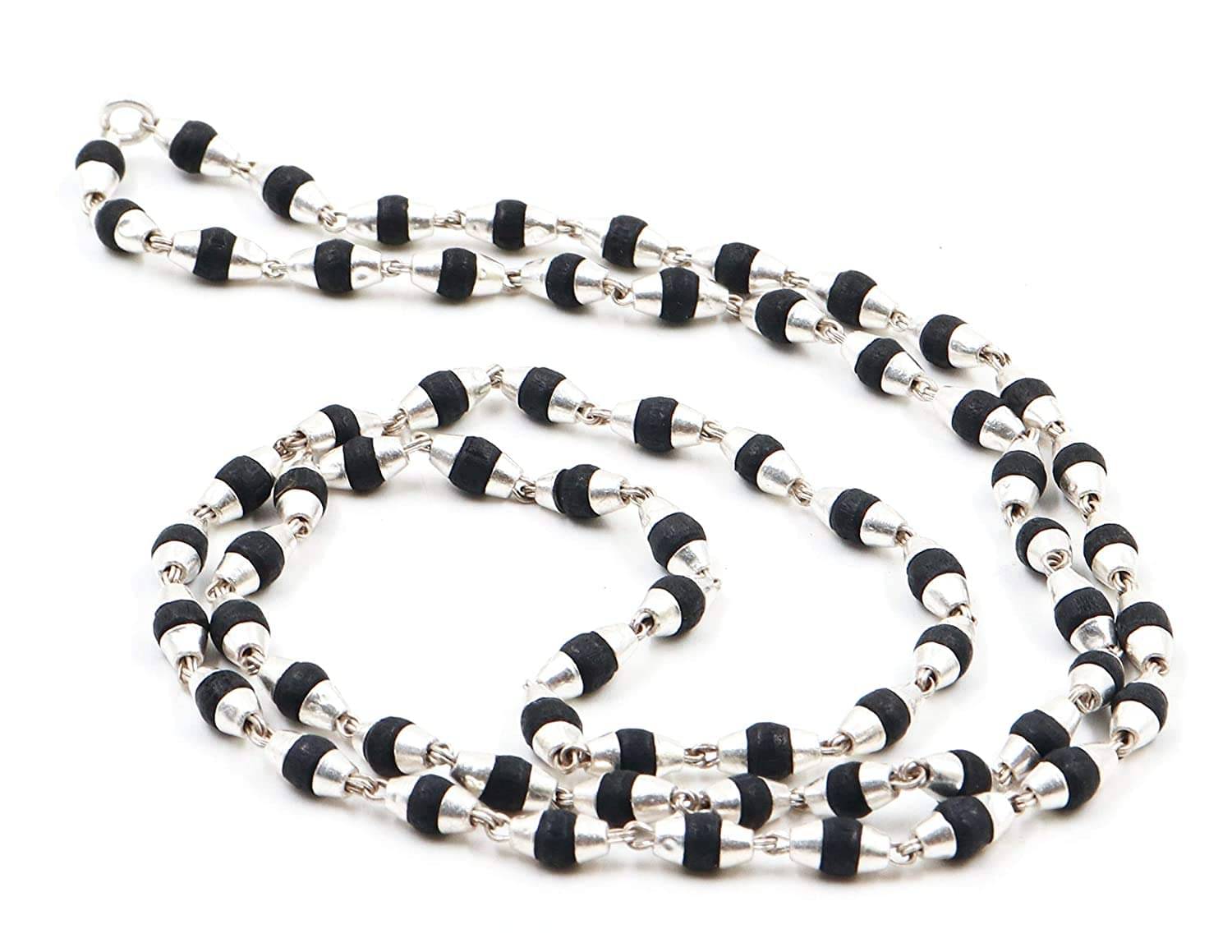     			Black Tulsi Mala with silver cap (Pack of 1)