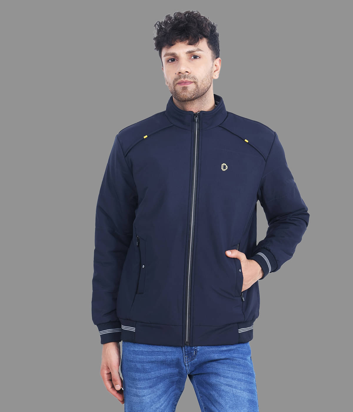     			Dollar - Navy Blue Synthetic Regular Fit Men's Windcheater Jacket ( Pack of 1 )